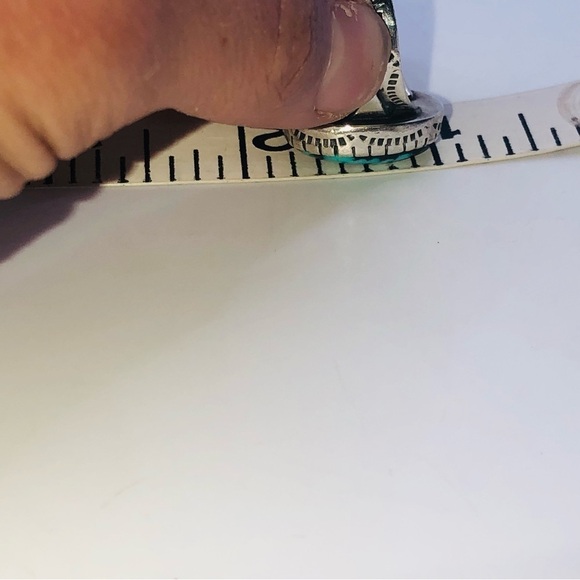 Vtg Sterling Turquoise Navajo Hand Stamped Ring Fred Harvey Era Sz 10 - Picture 9 of 10